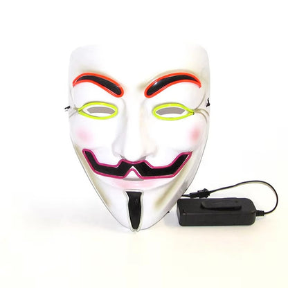 Halloween LED Vendetta Mask Night Club Carnival Party Festival Decoration Cosplay Vendetta Guy Fawkes Mascara Glowing V Mask