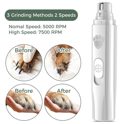 Lixador Elétrico de Unhas para Cães Cortador de Unhas Pet Recarregável USB Aparador de Unhas Pet Indolor com Roda Polidora para Animais de Estimação Pequenos/Grandes