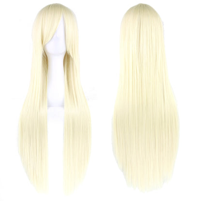 Soowee 80cm Cabelo Sintético Comprido Branco Roxo Perucas Cosplay Festa Preto Cabelo Liso Peruca Postiça para Mulheres