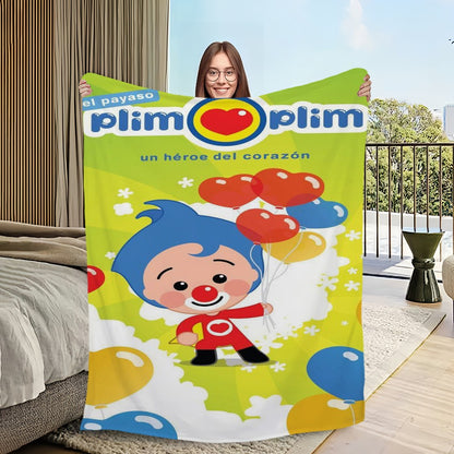 Manta de sofá, cama, quarto, macia e confortável, estampada com desenho P-Plim P-Plim, ideal para viagens e presentes.