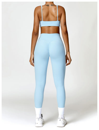 2PCS Yoga Set Women Gym Long Sleeve Sports Suits Fitness Bra Crop Top Workout Clothes Female Athletic Wear Legging Sportswear