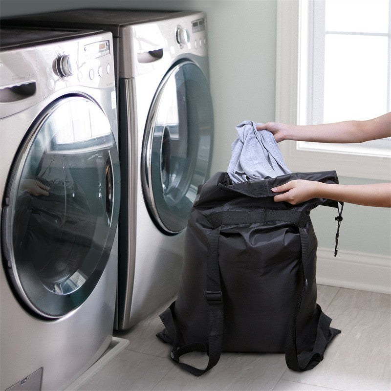 Waterproof Heavy Duty Backpack Black One Size Polyester Laundry Bag Camping Travel Sport Large Clothing Storage Bag Ditty Bags