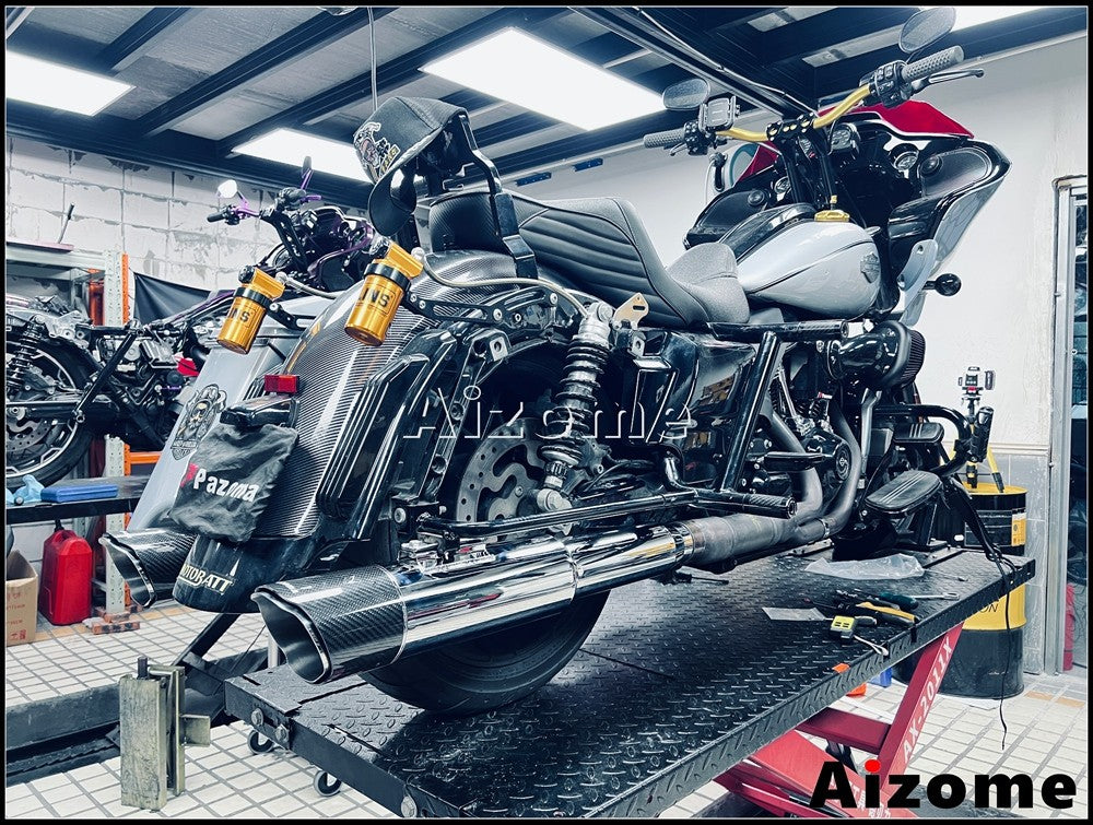 Motorcycle 4.5Inch Slash?Cut Exhaust Muffler Carbon Fiber For Harley M8 Touring Electra Street Glide Road King Road Glide 17-26