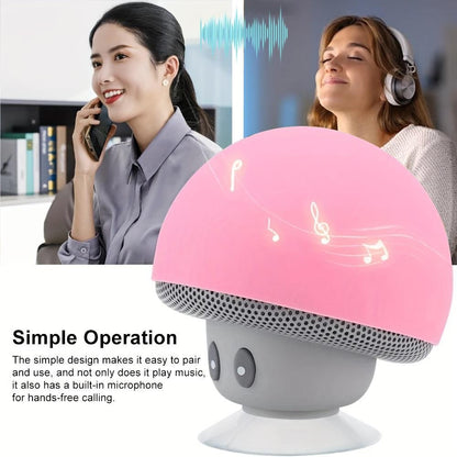 Mini Alto-Falante Bluetooth de Desenho Animado Fofo em Formato de Cogumelo com Ventosa Aprimorada, À Prova de Poeira, Presente de Aniversário para Crianças e Mulheres