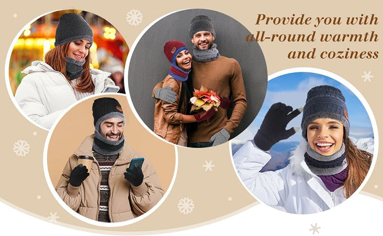 Winter Beanie Hat for Men Knitted Hat Winter Cap Beanie Women Thick Wool Neck Scarf Cap Balaclava Mask Bonnet Hats