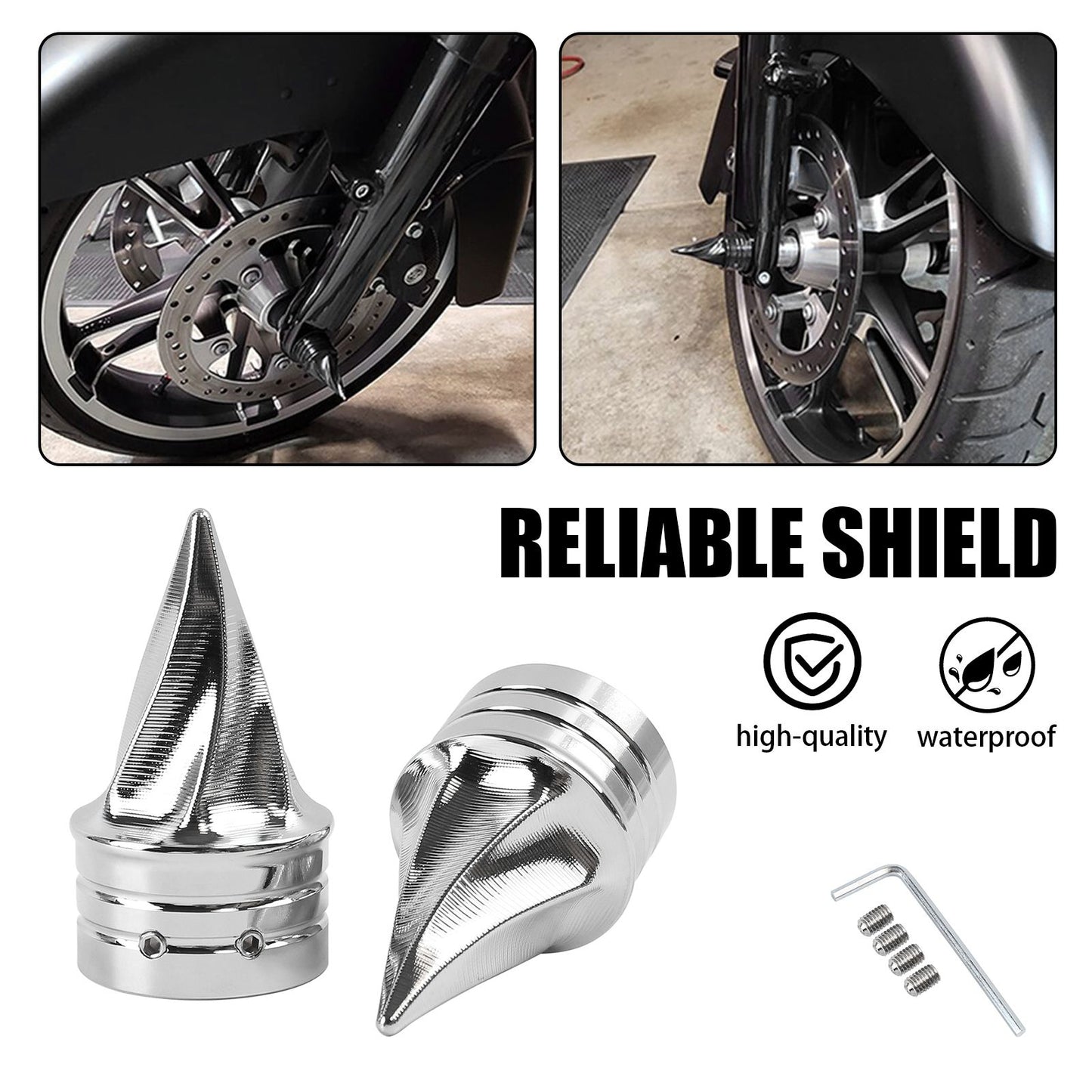 Porcas da extremidade do eixo dianteiro torcido da motocicleta Tampas do eixo pontiagudas Adequadas para Harley Touring Sportster Dyna Street Glide Road King Road Glide