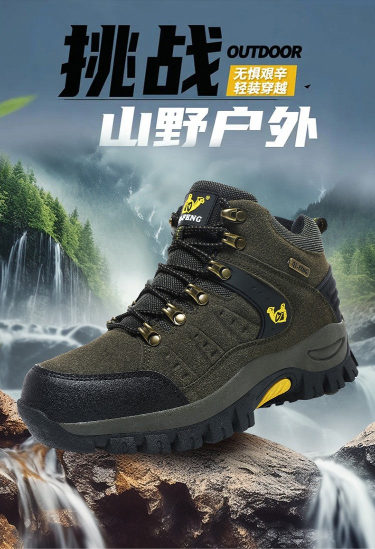 Botas Masculinas Clássicas Modernas para Tornozelo Botas de Caminhada Resistentes ao Desgaste em Camurça de Vaca Tênis de Caminhada Confortáveis Masculinos Sapatos Táticos