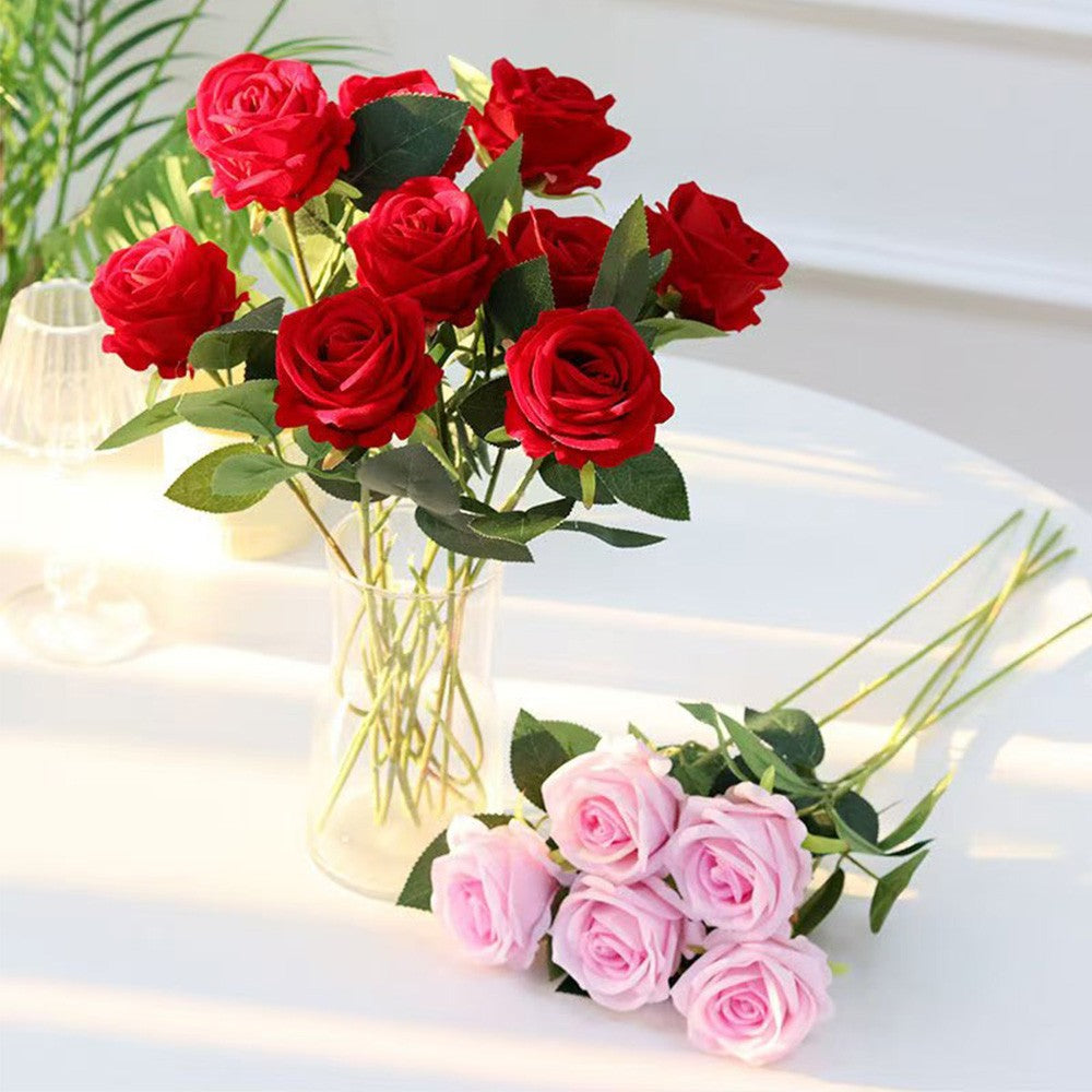 1/3/5/10/20pcs Roses Artificial Flowers Rose Flower Branch Artificial Red Roses Realistic Fake Rose for Wedding Home Decor