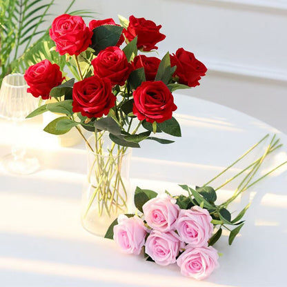 1/3/5/10/20pcs Roses Artificial Flowers Rose Flower Branch Artificial Red Roses Realistic Fake Rose for Wedding Home Decor