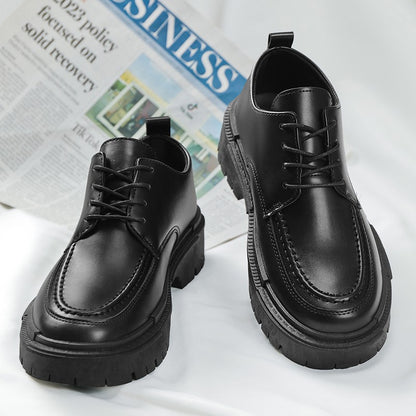 Thick Sole Formal Black Men Leather Shoes Luxury Brand Designer Platform Casual Shoes Wedding Dress Oxfords Shoes Men Work Shoes