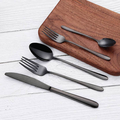 30/35/40 Peças Talheres Ocidentais Aço Inoxidável Preto Conjunto de Talheres Elegante Conjunto de Jantar Espelho Faca Garfo Colher Utensílios de Cozinha