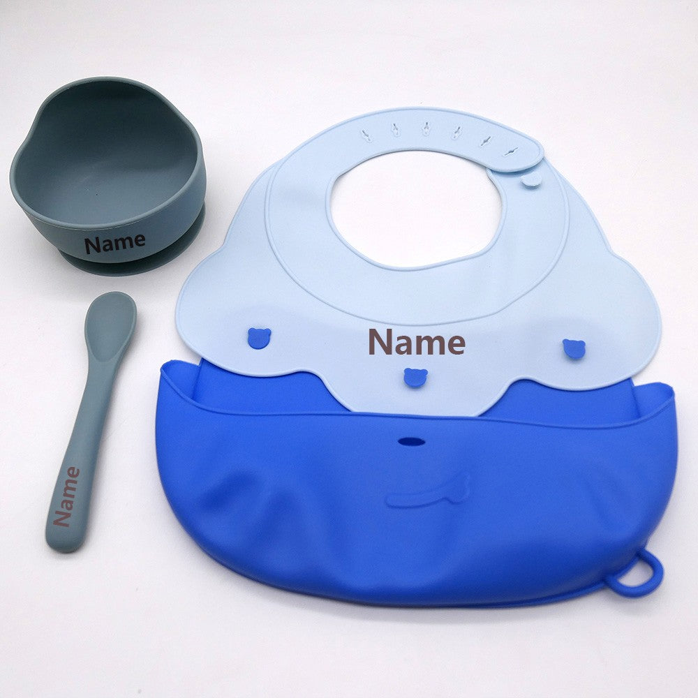 Silicone Tableware Set Waterproof and Easy to Clean Free Name Engraving Creative Gifts Customized for Babies