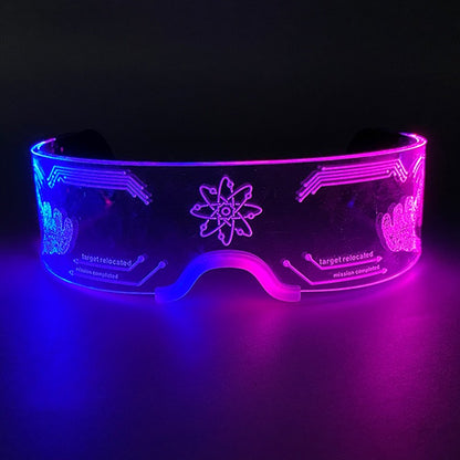 Led Luminous Glasses Bar Masquerade Concert Rave Goggles Rainbow Space Robot Futuristic Led DJ LIGHT Glasses Star Y2k Glasses