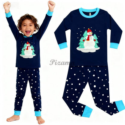 100 Cotton Girls Christmas Pajamas Sets Kids Pyjamas Penguin Snowman Pijama Xmas Homewear Baby Sleepwear Children Nightwear Pjs