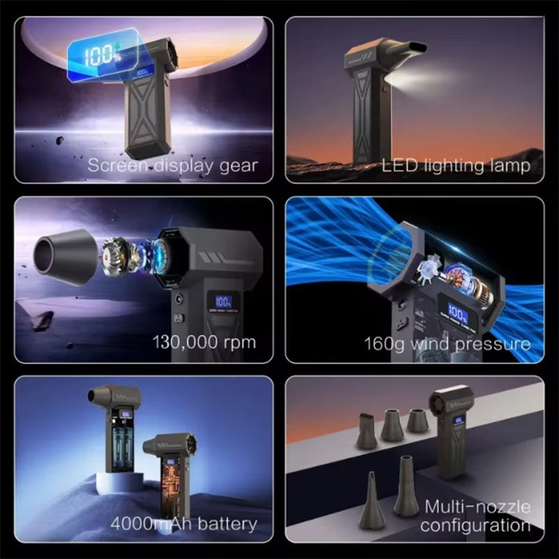 JH Portable Air Blower Free shipping Mini Turbo Jet Fan Handheld Brushless Motor 130000 RPM 52m/s Industrial Duct Fan