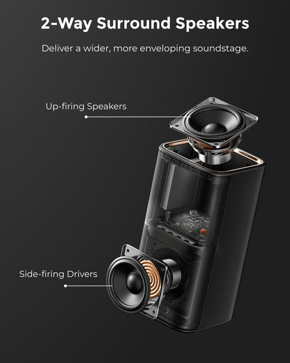 Sistema de Som Surround 7.1.4 ULTIMEA Barra de Som para TV com Dolby Atmos e Controle por APP, Alto-falante Bluetooth Doméstico com Subwoofer Sem Fio de 10"