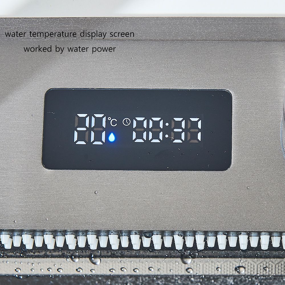 304 Stainless Steel Waterfall Kitchen Sink Large Single Slot Integrated Digital Display Faucet Set Soap Dispenser 75*45cm