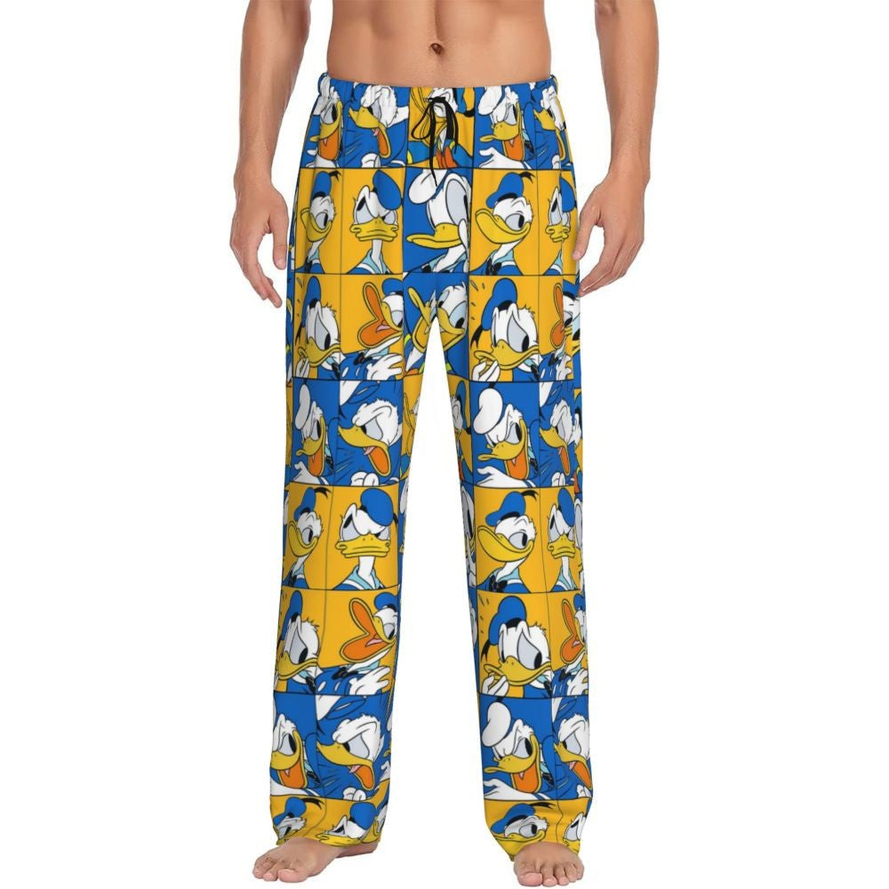 Custom Print Mickey Mouse Donald Duck Pajama Pants Men Sleep Sleepwear Bottoms with Pockets