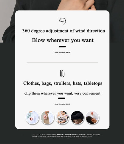 USB Hanging Neck Fan Portable Mute Mini Clip Hanging Waist Electric Fan 900mah Leafless Fan 3 Speeds for Outdoor Camping Fishing