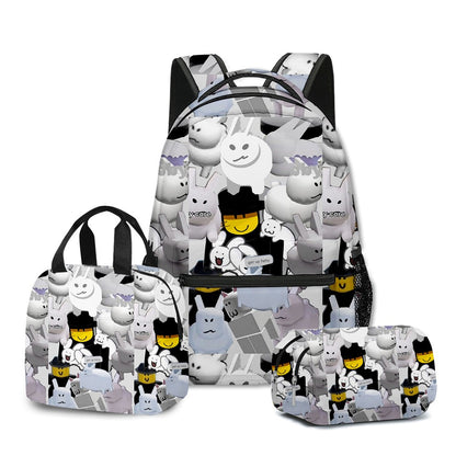 Desenho Animado Popular Engraçado Gubby Pelúcia Impressão 3D 3 Peças/Conjunto Bolsas Escolares para Estudantes Mochila para Laptop Lancheira Portátil Estojo de Lápis