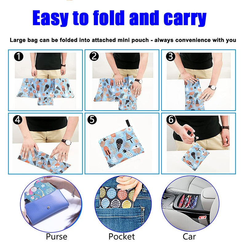 Reusable Shopping Large Bag Foldable Eco Tote With Pouch For Grocery Gym Office Supplies Beach Gear School Toys Storage Bags