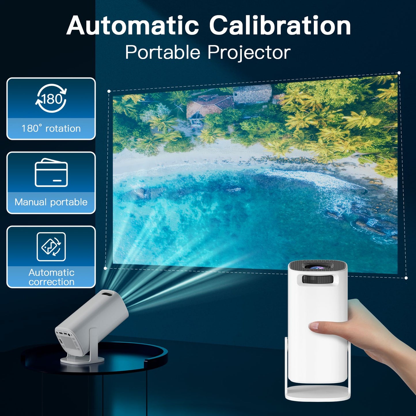 HONGTOP Projetor Android 11 720P Smart Mini Portátil com WiFi6 Bluetooth Home Theater Projetor Portátil Externo