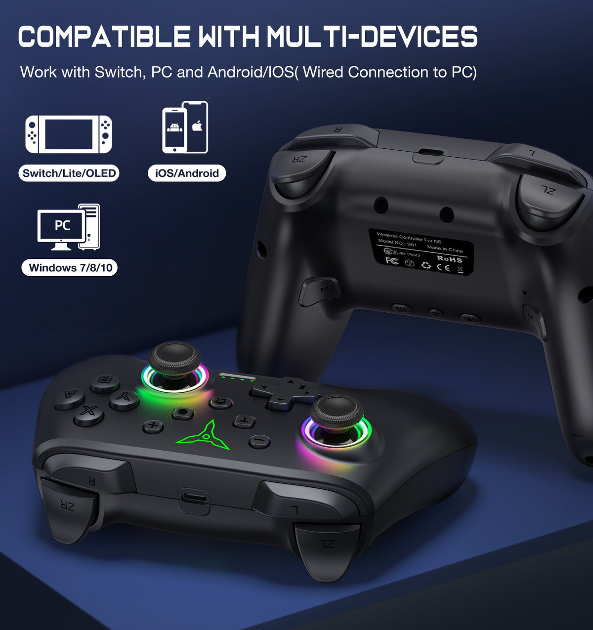 BEBONCOOL Wireless Controller for Switch 2 with Joystick Double Vibration Compatible for Switch OLED/Lite Switch Remote Gamepad