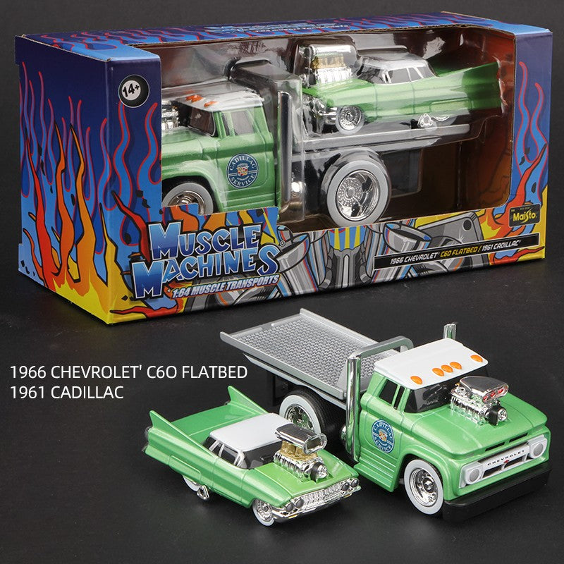 Maisto 1:64 Flatbed Truck Series Muscle Machines Modelo de Carro em Liga Minhaatura Veículos Diecast Brinquedo Mack B61 Chevrolet C60