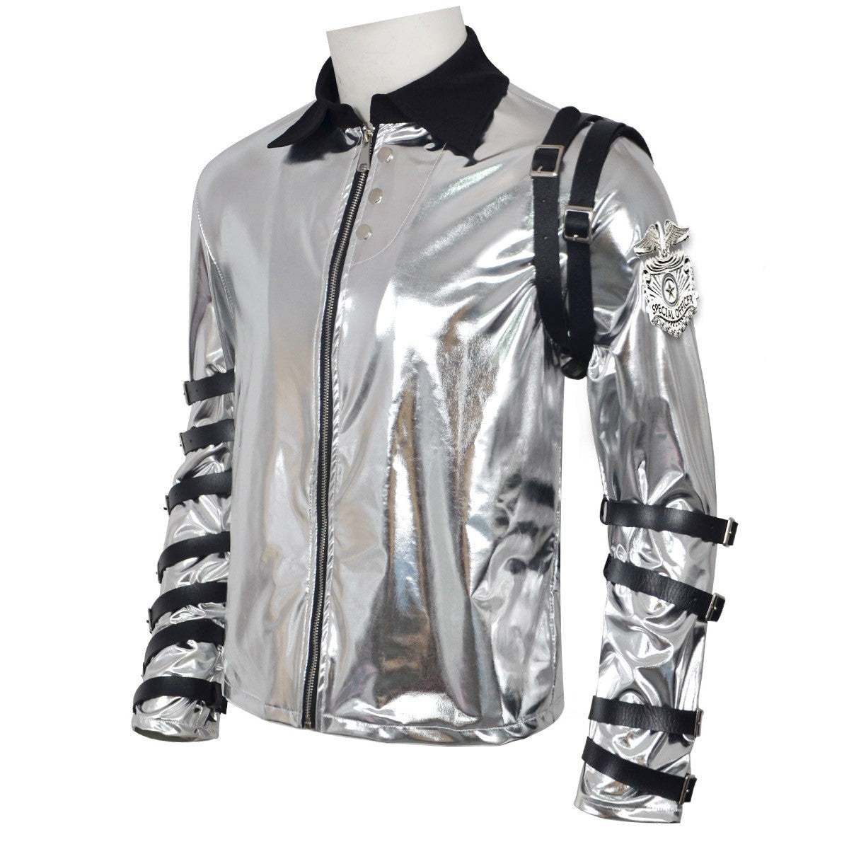 New In Stock: Michael Jackson Bad Era Silver Jumpsuit. Retro Rock Star Stage Performance Bodysuit & Top