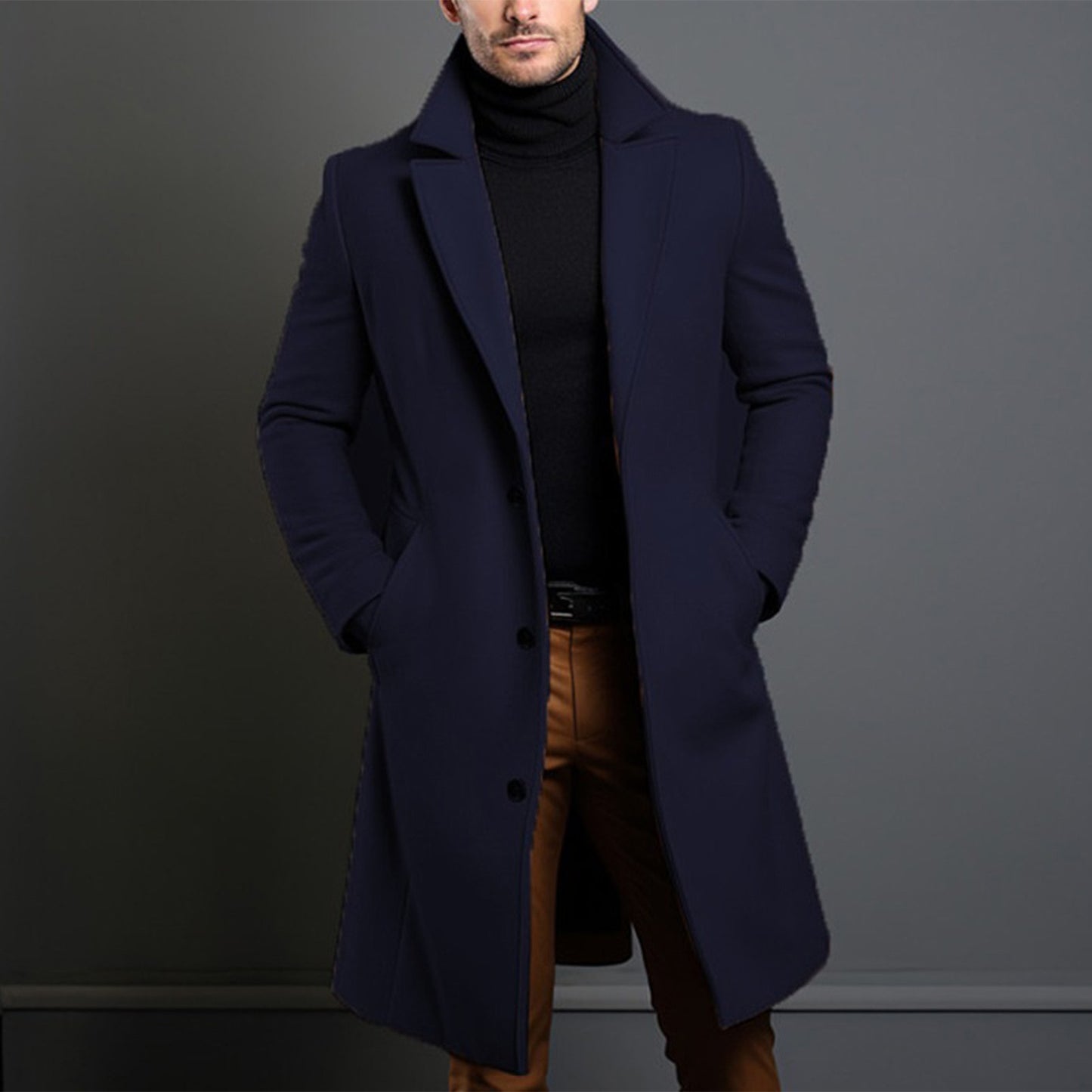 Men Winter Autumn Overcoat Classic Lapel Overcoat Business Outerwear n Formal Daily Wear