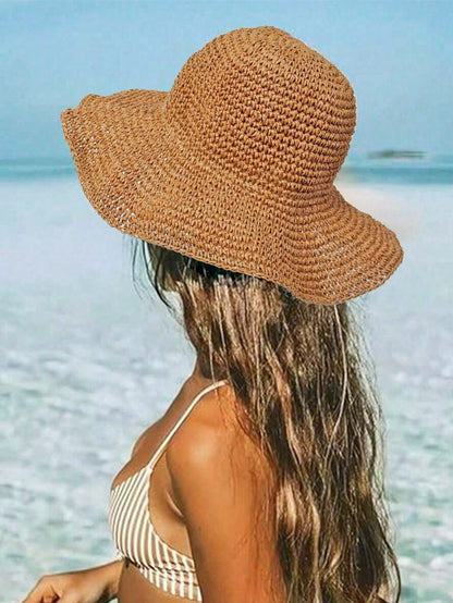 Summer Beach Korean Straw Hat for Women Visor Bucket Hat Hand Weaving Panama Girl Fishing Chapeau Sun Hats for Women