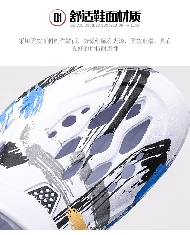 Men's Summer Camouflage Graffiti Sandals Garden Clogs Shoes Men Outdoor Beach Anti-skid Slippers Indoor Home Shoe big size 45-49