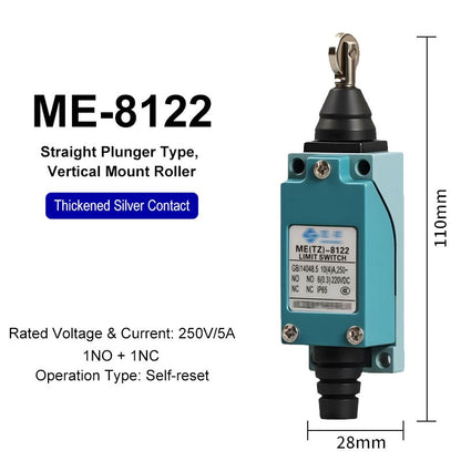 ME-8108 ME-8104 ME-8107 ME-8111 ME-8112 ME-8166-8169 Limit Switch Rotary Adjustable Roller Lever Arm Travel Switch AC250V NO NC