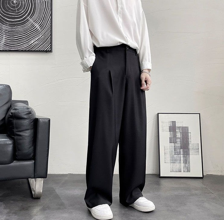 Trousers For Men Brown Fluid Draped Baggy Stylish Tailoring Summer 2025 Man Suits Pants Clothing Premium Thin Casual Up