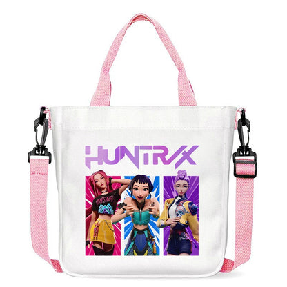 Kawaii KPop Demon Hunters Fashion Shoulder Bag Cartoon Handbag Large Capacity Crossbody Bag Portable Canvas Storage Bags Gift