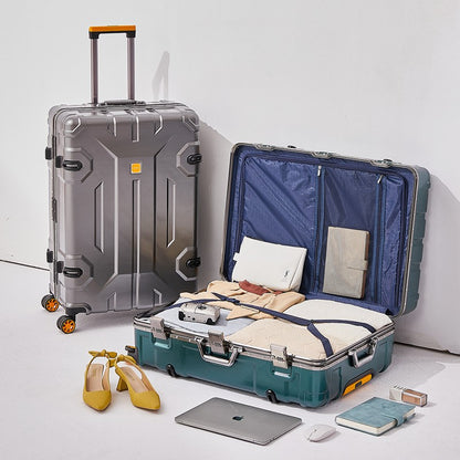 Large Capacity Aluminum Frame Luggage Suitcase with Wheels Travel Bag Durable And Wear-Resistant 20-28 Inch Rolling Suitcase