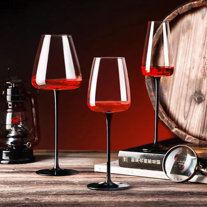 Copo de vidro transparente com base preta e pé alto, taça de champanhe criativa, taças de vinho, copo de coquetel, utensílios de vinho domésticos