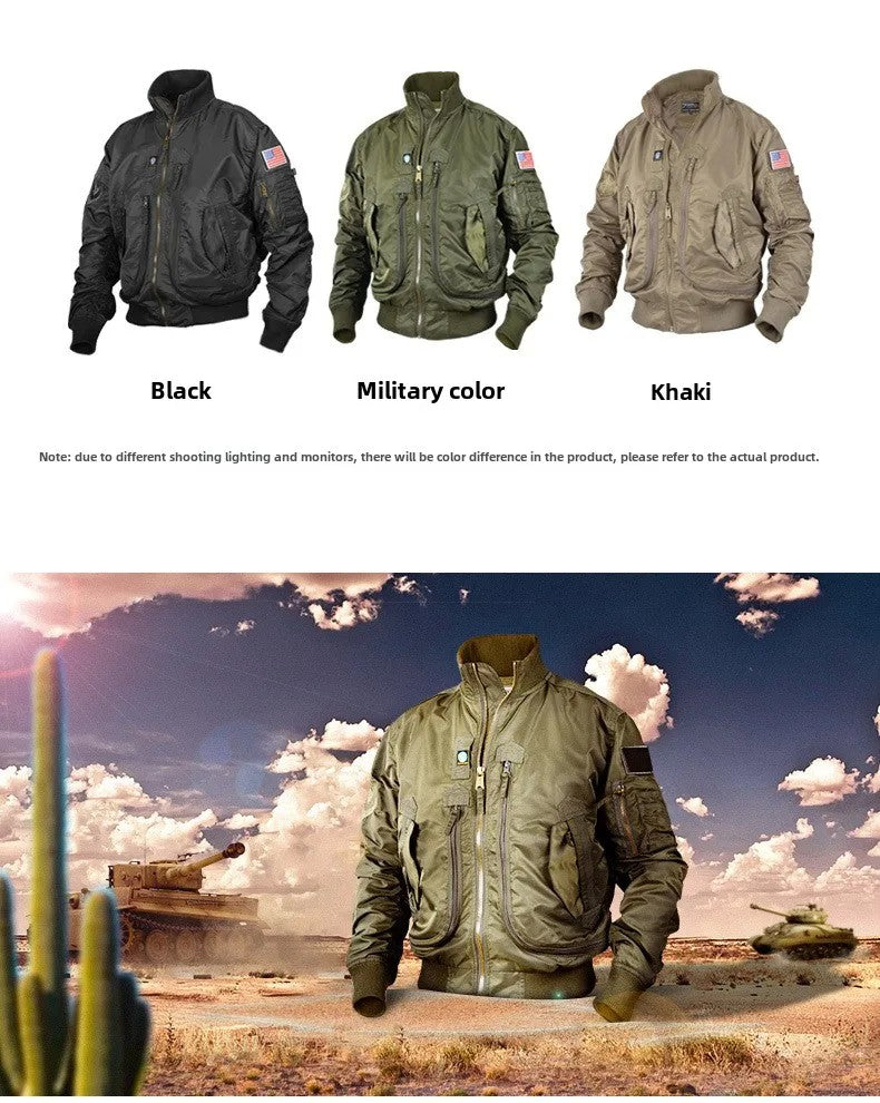 Men's pilot jacket men's air force MA1 baseball jacket spring and autumn casual youth trend military fan stand up collar jacket