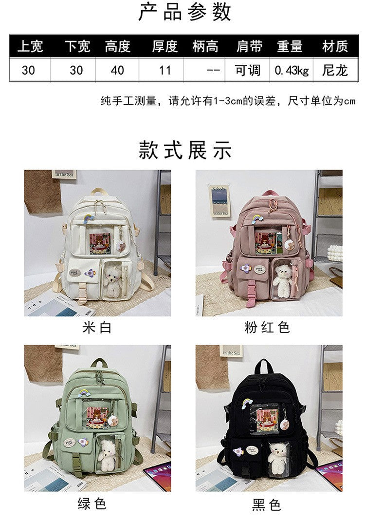 Mochila Feminina Fofa Desenho Animado Moda Adolescente Estudante Mochila Escolar Adorável Bolsa Feminina Mochila Escolar Versátil para Meninas