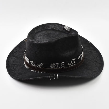 Chapéu Cowboy Masculino Vintage de Couro Sintético Feito à Mão Chapéu Cavalheiro Jazz Chapéu Panamá Cowgirl Sombrero Hombre