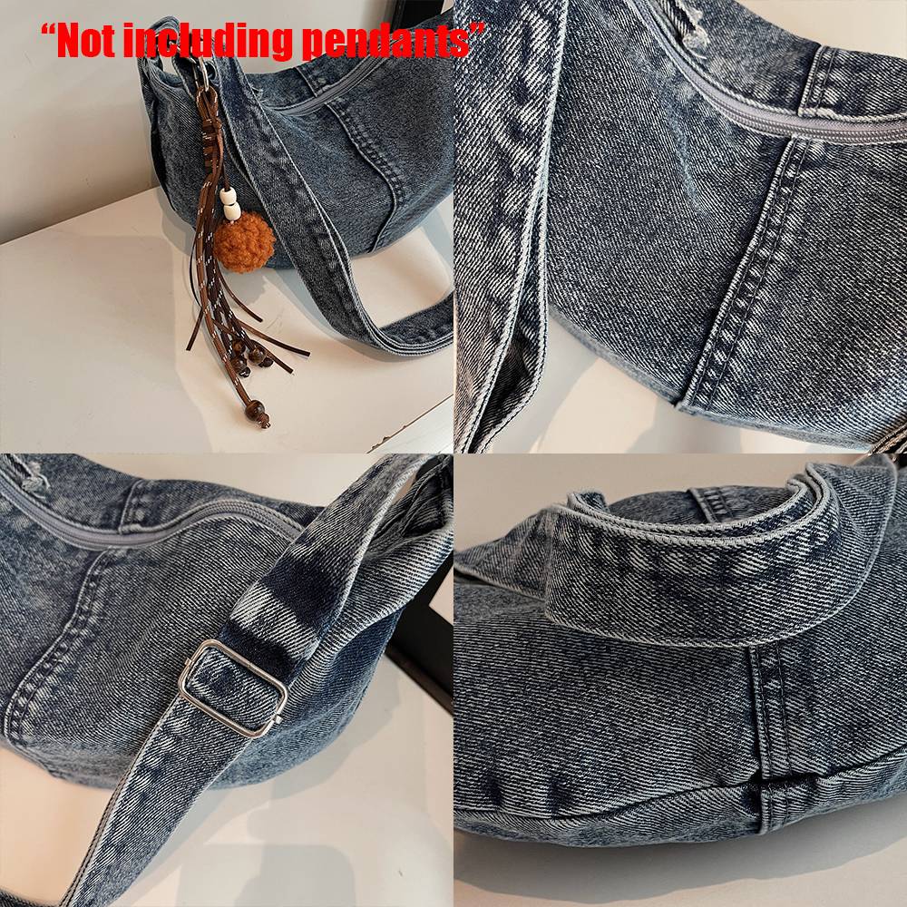 Autumn and Winter Trendy and Cool Fashion Denim Dumpling Bag New Zipper Versatile Single Shoulder Crossbody Bag