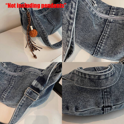 Autumn and Winter Trendy and Cool Fashion Denim Dumpling Bag New Zipper Versatile Single Shoulder Crossbody Bag