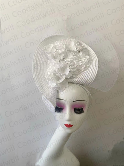 Beautiful Fascinator Hat For Women Elegant Weddings Pillbox Cap With Flower Luxury Party Derby Hat Femme Mariage Chapeau