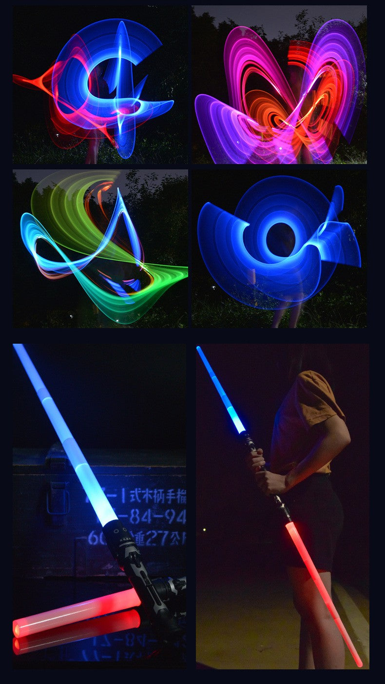Colorful Glowing Sword Toys Laser Sword Lightsaber Red and Blue Double Saber Telescopic Music Cosplay Cool Flashing Children Toy