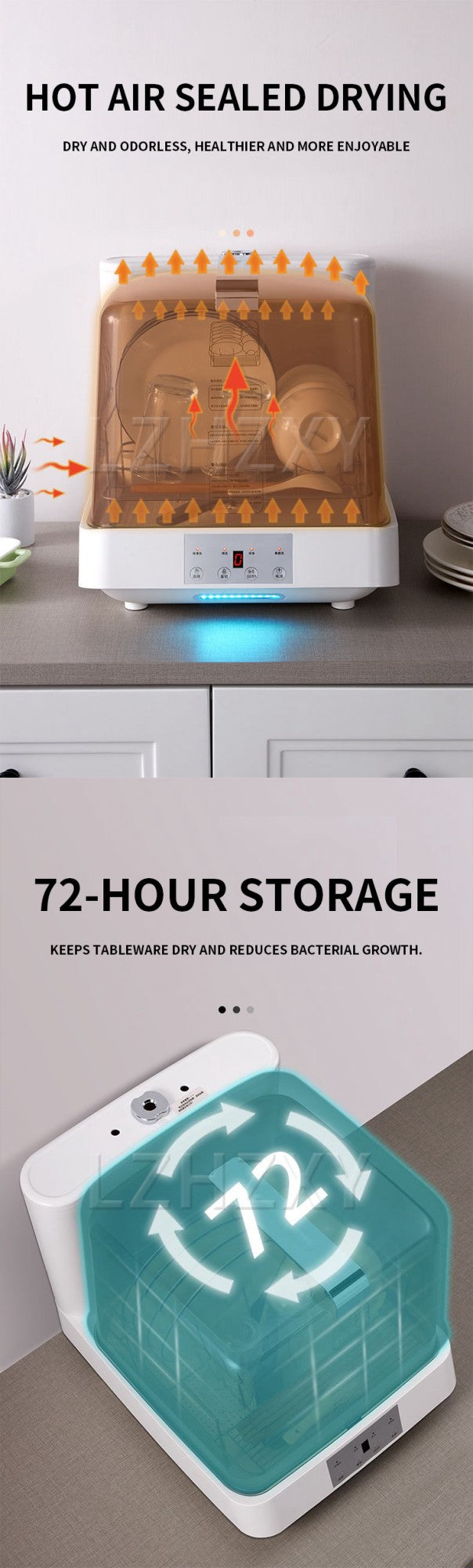 Transparent Household Countertop Mini Dishwasher, Portable Smart Automatic High-Temperature Dishwasher