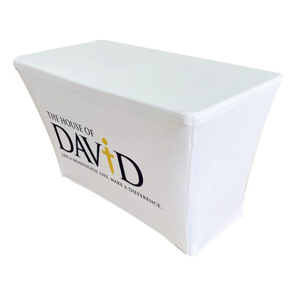 Custom Printed Fitted Tablecloth 4ft 6ft 8ft Table Cover for Business Events Exhibition Trade Show Advertising Decor