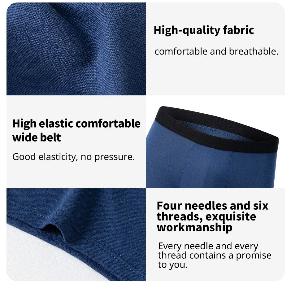 4 pieces European and American MEN'S Solid Color Boxer Underwear Comfortable Swimming Trunks Oversized Juvenile Boxer Underwear