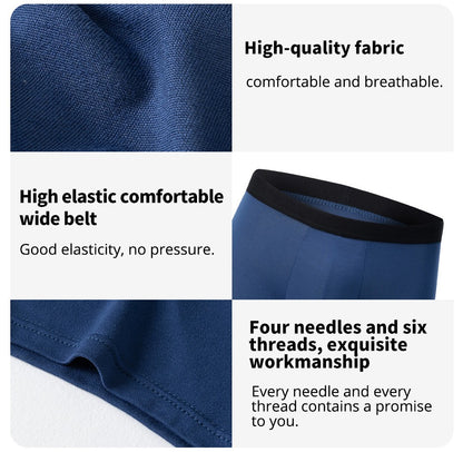 4 pieces European and American MEN'S Solid Color Boxer Underwear Comfortable Swimming Trunks Oversized Juvenile Boxer Underwear