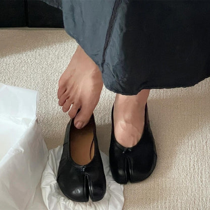 Fashion Soft Leather Split Toe Women Tabi Ballet Flats Spring Autumn Comfortable Walking Lazy Loafers Casual Girls Dance Shoes