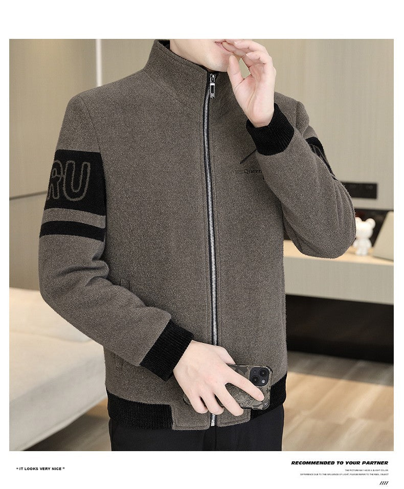 Men'S Thicken High collar Jacket Winter Warm Jackets For Men Fleece Long Sleeve Coat Man Casual Coats Men's woolen overcoat